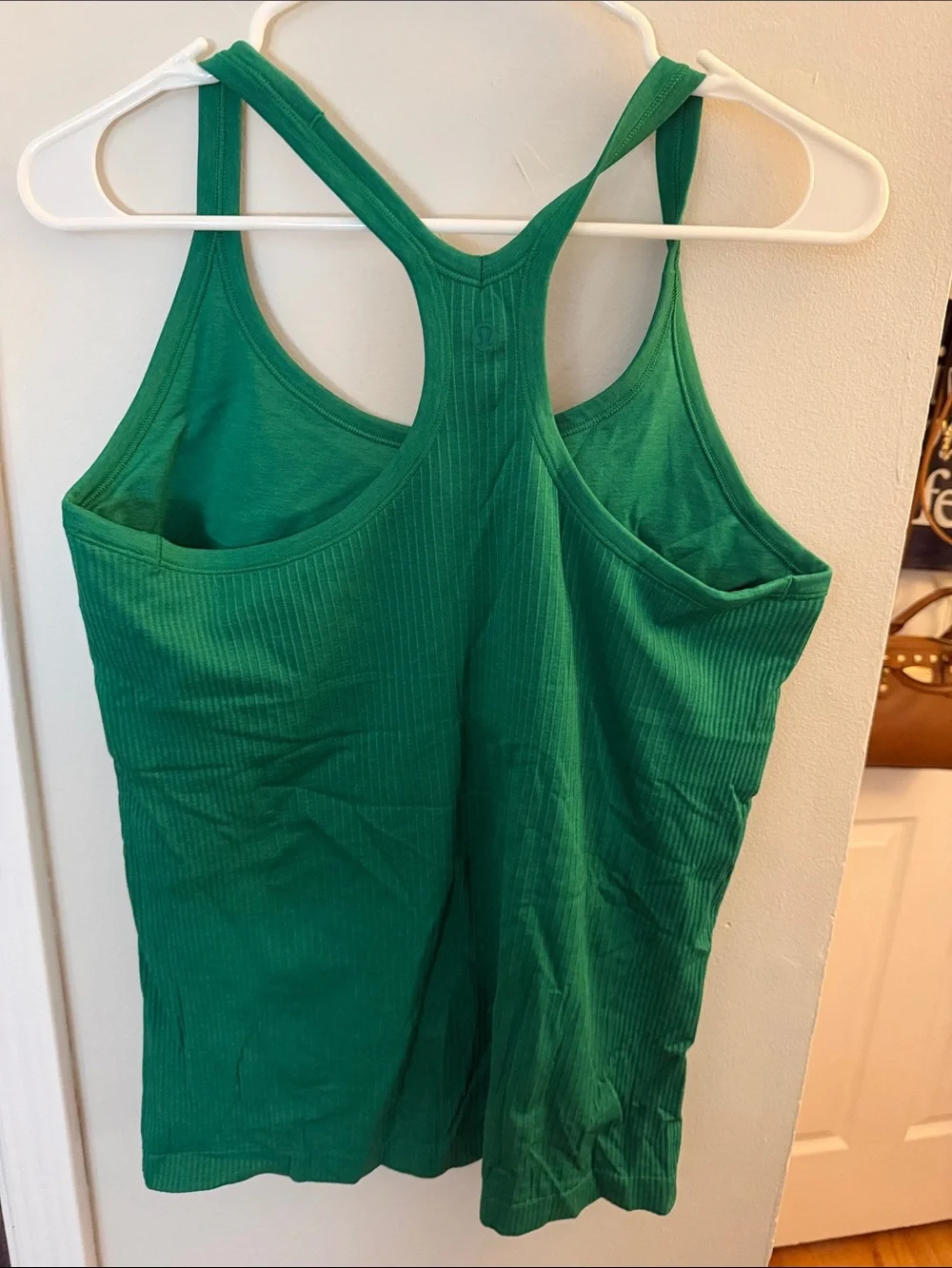 Women's Green Ribbed Racerback Tank Top